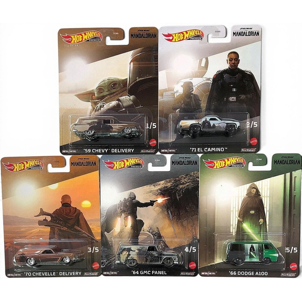 Hot Wheels Premium Star Wars The Mandalorian Full Set 1-5 Real Riders DLB45